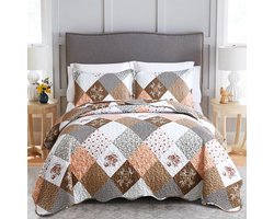 Goodivery ® Stijlvolle Bedsprei Patchwork Design met Kussenslopen voor Slaapcomfort en Decoratie
