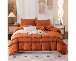 Goodivery ® Stijlvolle Boheemse Beddengoedset met Karamel Kwastjes en Ritssluiting voor Slaapkamerdecoratie