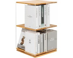 Goodivery ® Stijlvolle Draaibare Boekenkast met Acryl Planken voor Elke Ruimte in Huis of Kantoor