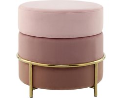 Goodivery ® Stijlvolle Fluwelen Poef met Gouden Metalen Frame voor Woonkamer of Slaapkamer