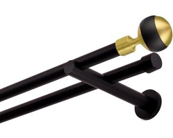 Goodivery ® Stijlvolle Gordijnroede van 600 cm met Dubbele Rails in Zwart en Goud voor Wandbevestiging