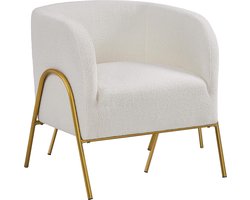 Goodivery ® Stijlvolle Loungestoel met V-vormige Metalen Poten en Bouclé Bekleding