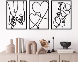 Goodivery ® Stijlvolle Metalen Wanddecoratie Set van Drie Stuks voor Slaapkamer en Woonruimte