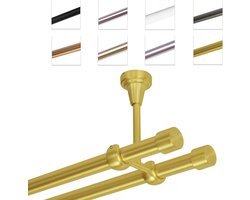 Goodivery ® Stijlvolle Plafondgemonteerde Gordijnrailset van 480 cm met Dubbele Rails in Messing Goud