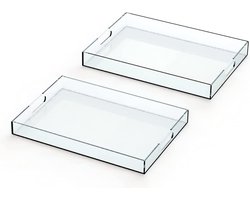 Goodivery ® Stijlvolle Transparante Dienbladen Set met Handvatten - Groot en Klein - 42x30x5 cm & 40x28x4.3 cm