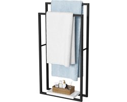 Goodivery ® Stijlvolle Vrijstaande Handdoekhouder met Marmeren Basis en Dubbele T-Bar