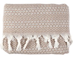 Goodivery ® Stijlvolle Zacht En Comfortabele Tweepersoonsbed Woondeken, Katoen, Reversible, Creme Beige, 200 x 230 cm