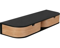 Goodivery ® Stijlvolle Zwevende Wandplank met 2 Lades in Zwart/Eiken voor Meerdere Ruimtes