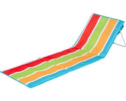 Goodivery - Strandmat Met Rugleuning - Strandmat met rugleuning - Gewatteerde strandmat - 110 kg - Opvouwbaar - Stalen frame - Oxford-stof - Schouderriem - Ligstoel - 155 x 52 x 40 cm - Meerkleurig