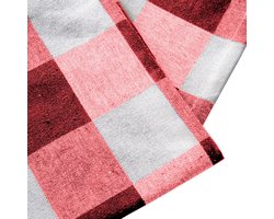 Goodivery ® Tafelloper 180x32 - robuuste tafelloper van katoen - hoogwaardige tafelloper rood geruit - table runner - wasbare loper tafel met 220 g/m²