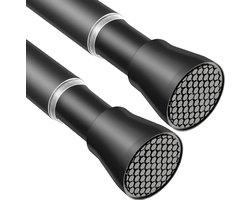 Goodivery® - Telescoopstang - 2 x Gordijnroedes - Zonder Boren - 70-130 CM - Zwart - Telescopisch - Verstelbare Gordijnroede - Klemroede