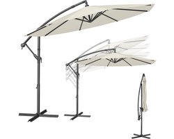 Goodivery® - Terras Parasol Voor Appartement - 300 CM D - Met standaard - Zonwerende Balkonparaplu - Balkonparasol - UV-Bescherming UPF 50+ - Met Zwengel Voor Openen En Sluiten - Voor Patio - Tuin - Beige