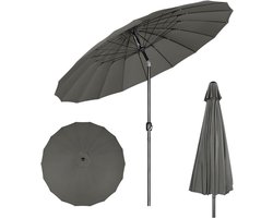 Goodivery® - Terras Parasol Voor Appartement - Kantelbare Tuinparasol Met Zwengel - Balkonparasol Met 18 Fiberglas Stelen - Voor Terras - Patio - Zwembad - Donkergrijs
