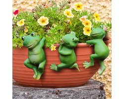 Goodivery ® Tuinvijver Kikker Decoratie, 3 Stuks Tuindecoratie voor Buiten, Leuke Hangende Kikkers Decoratie, voor Patio Vijver Zink Tubs Plant Bowl Tuin Balkon Patio Vijvers Decoratieve Bloempot Planter