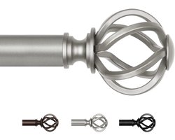 Goodivery ® Uitschuifbare vintage gordijnroedes met bloemenprint, voor de slaapkamer - 80-218 cm, Zilver