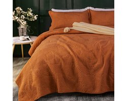 Goodivery ® Ultra Zachte 3-Delige Bedsprei Set met Kussenhoezen - Oranje, 240 x 260 cm