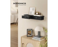 Goodivery ® Wandrek, zwevend rek met 2 laden, tot 15 kg belastbaar, 15 x 65 x 10 cm, voor hal, woonkamer, kantoor, eenvoudige montage, ruimtebesparend, modern, vintage bruin