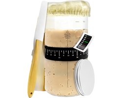 Goodivery® - Zuurdesem Starter Set - 1.000 ML Fermentatiepot Met Spatel En Thermometer - Accessoires Voor Het Bakken Van Brood - Lege Zuurdesemfermentatiepot - Glazen Pot - Startersset
