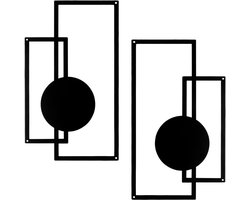 Goodivery® - Zwarte metalen wanddecoratie - wandkunst met gezichtsvormen - abstracte metalen wandkunst - geometrische portretwandkunst voor slaapkamer - woonkamer - badkamer - balkon - galerie moderne wandkunst voor gebruik binnenshuis