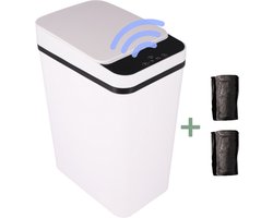 Goodly® mini prullenbak - sensor prullenbak - badkamer prullenbak - wc prullenbak - tafel vuilbakje - tafelprullenbakken - vuilbak - Incl. 40 zakjes - prullenbak 12l - wit