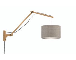Good&Mojo Bamboe LED Wandlamp Andes | 1X E27 Max 40W | Dark Linen