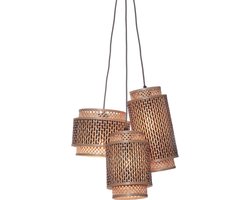 GOOD&MOJO Hanglamp Bhutan - Bamboe/Zwart - 3L - - Hanglampen Eetkamer, Slaapkamer, Woonkamer