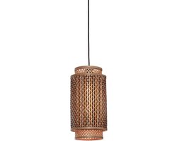 GOOD&MOJO Hanglamp Bhutan - Bamboe/Zwart - Ø18x35cm - Bohemian - Hanglampen Eetkamer, Slaapkamer, Woonkamer
