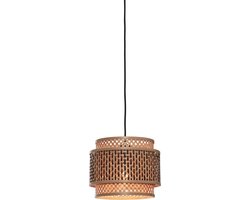 GOOD&MOJO Hanglamp Bhutan - Bamboe/Zwart - Ø25cm - Bohemian - Hanglampen Eetkamer, Slaapkamer, Woonkamer