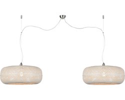 GOOD&MOJO Hanglamp Palawan - Bamboe Wit - 180x60x25cm - 2L - Scandinavisch,Bohemian - Hanglampen Eetkamer, Slaapkamer, Woonkamer