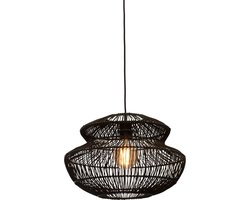 GOOD&MOJO Hanglamp Zanzibar - Rotan Zwart - Ø40x30cm - Modern - Hanglampen Eetkamer, Slaapkamer, Woonkamer