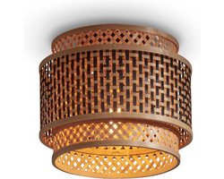 GOOD&MOJO Plafonniere Bhutan - Bamboe/Zwart - Ø25cm - Bohemian