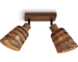 GOOD&MOJO Plafonniere Java - Bamboe Naturel/Zwart - 28x15x24cm -