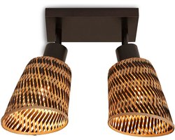 GOOD&MOJO Plafonniere Java - Bamboe Zwart/Naturel - 28x15x24cm -