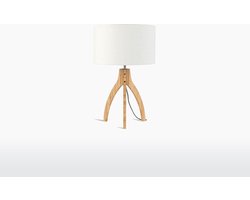 GOOD&MOJO Tafellamp Annapurna - Wit/Bamboe - Ø36cm - Scandinavisch,Bohemian