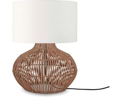 GOOD&MOJO Tafellamp Kalahari - Wit/Rotan - Ø32cm - Modern