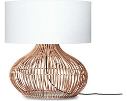 GOOD&MOJO Tafellamp Kalahari - Wit/Rotan - Ø47cm - Modern