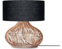 GOOD&MOJO Tafellamp Kalahari - Zwart/Rotan - Ø47cm - Modern