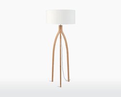 GOOD&MOJO Vloerlamp Annapurna - Wit/Bamboe - Ø60cm - Scandinavisch,Bohemian - Staande lampen voor Woonkamer - Slaapkamer