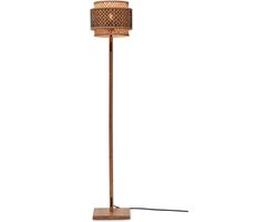 GOOD&MOJO Vloerlamp Bhutan - Bamboe/Zwart - Ø25x130cm - Bohemian - Staande lampen voor Woonkamer - Slaapkamer
