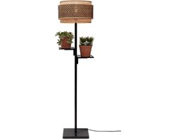 GOOD&MOJO Vloerlamp Bhutan - Zwart/Bamboe - Ø40x160cm - Bohemian - Staande lampen voor Woonkamer - Slaapkamer