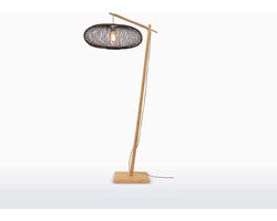 GOOD&MOJO Vloerlamp Cango - Bamboe/Zwart- 80x60x176cm - Scandinavisch,Bohemian - Staande lampen voor Woonkamer - Slaapkamer