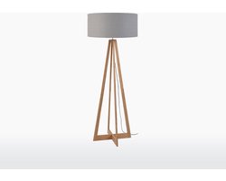 GOOD&MOJO Vloerlamp Everest - Lichtgrijs/Bamboe - Ø60cm - Scandinavisch,Bohemian - Staande lampen voor Woonkamer - Slaapkamer