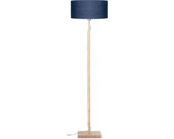 GOOD&MOJO Vloerlamp Fuji - Blauw/Bamboe - Ø47cm - Scandinavisch,Bohemian - Staande lampen voor Woonkamer - Slaapkamer