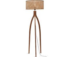 GOOD&MOJO Vloerlamp Java - Bamboe - 50x50x145cm - Driepoot - Bohemian - Staande lampen voor Woonkamer - Slaapkamer
