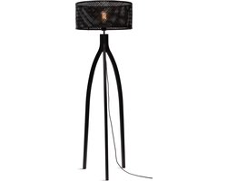 GOOD&MOJO Vloerlamp Java - Bamboe Zwart - 50x50x145cm - Driepoot - Modern - Staande lampen voor Woonkamer - Slaapkamer