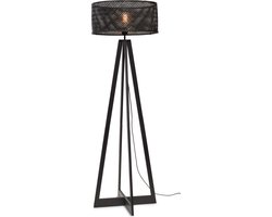 GOOD&MOJO Vloerlamp Java - Bamboe Zwart - 50x50x145cm - - Staande lampen voor Woonkamer - Slaapkamer