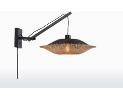 GOOD&MOJO Vloerlamp Kalimantan - Zwart/Naturel - 80x60x176cm - Scandinavisch,Bohemian - Staande lampen voor Woonkamer - Slaapkamer