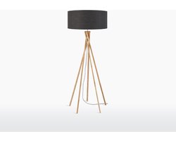 GOOD&MOJO Vloerlamp Kilimanjaro - Donkergrijs/Bamboe - Ø60cm - Scandinavisch,Bohemian - Staande lampen voor Woonkamer - Slaapkamer