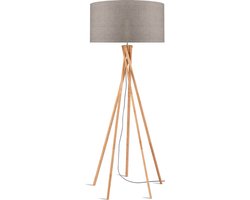 GOOD&MOJO Vloerlamp Kilimanjaro - Taupe/Bamboe - Ø60cm - Scandinavisch,Bohemian - Staande lampen voor Woonkamer - Slaapkamer