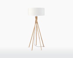 GOOD&MOJO Vloerlamp Kilimanjaro - Wit/Bamboe - Ø60cm - Scandinavisch,Bohemian - Staande lampen voor Woonkamer - Slaapkamer